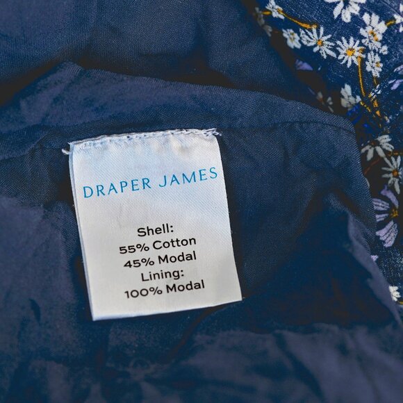 Like New-Draper James Blue Floral Smocked Midi Dress size M - Picture 4 of 6